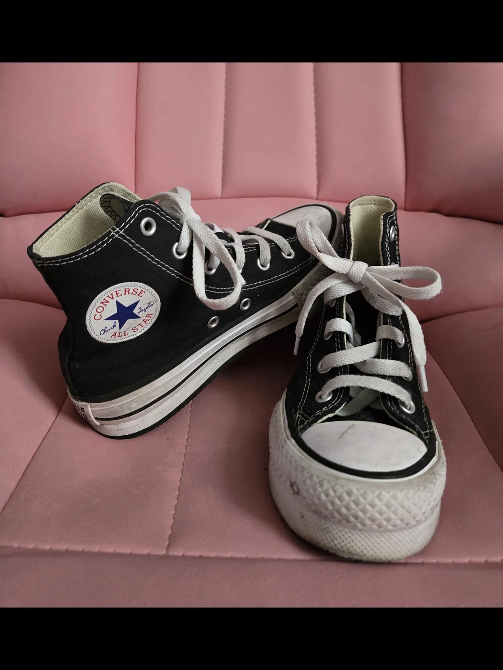 Converse Black and White Kids' High-Top Chunky Platform Shoes